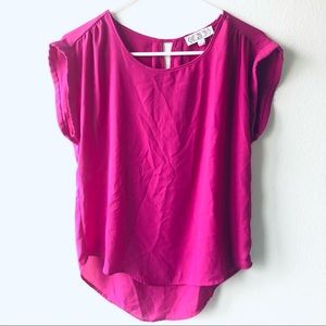 Pink Rose Fuschia Pink Short Sleeve Blouse Top